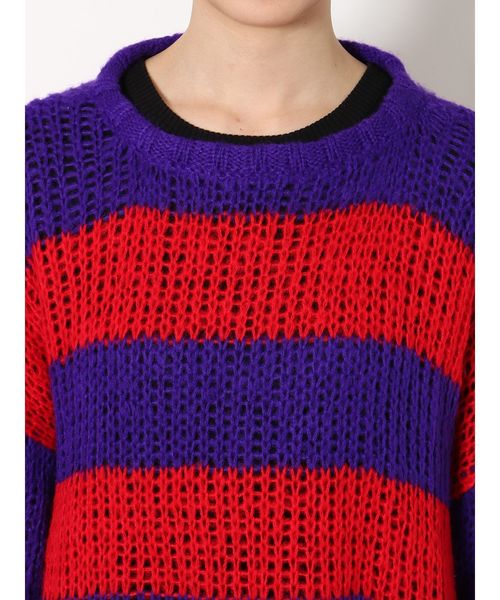 jouetie（ジュエティ）の「モヘアライクボーダールーズニット（ニット/セーター・レディース・パープル/オフホワイト/イエロー/オレンジ・MEDIUM）」の21枚目の写真