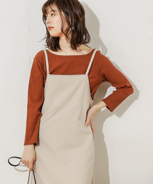 natural couture（ナチュラルクチュール）の「大人ワンショルリブTシャツ（Tシャツ/カットソー・レディース・ブラック/ブラウン/アイボリー/ホワイト系その他/ブラウン系その他/ピンク系その他・FREE）」の2枚目の写真