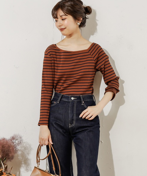 natural couture（ナチュラルクチュール）の「大人ワンショルリブTシャツ（Tシャツ/カットソー・レディース・ブラック/ブラウン/アイボリー/ホワイト系その他/ブラウン系その他/ピンク系その他・FREE）」の11枚目の写真