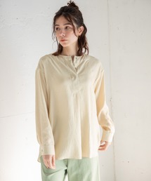 Munich | シルキーワッシャーサテン　ヘンリーネックブラウス(シャツ/ブラウス)