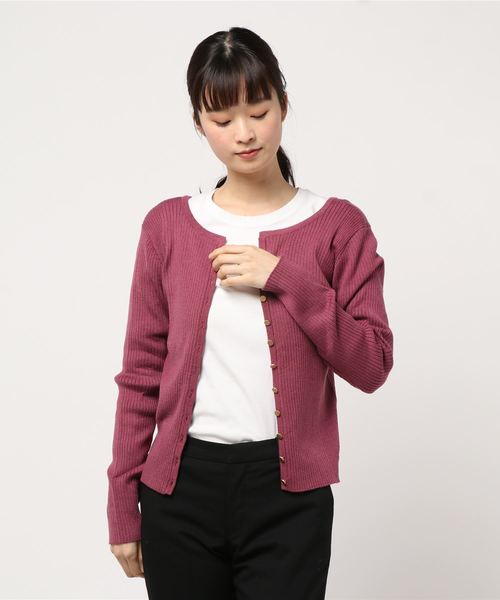 12Twelve Agenda(トゥエルブ アジェンダ)の「キーネックリブニットカーディガン(毛混12G)(カーディガン/ボレロ・レディース・ピンク/オフホワイト/ブラウン/ブラック/グレイッシュベージュ・M)」の5枚目の写真