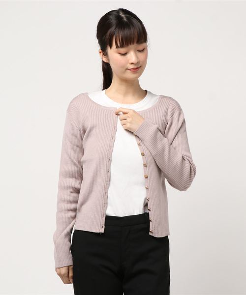 12Twelve Agenda(トゥエルブ アジェンダ)の「キーネックリブニットカーディガン(毛混12G)(カーディガン/ボレロ・レディース・ピンク/オフホワイト/ブラウン/ブラック/グレイッシュベージュ・M)」の4枚目の写真