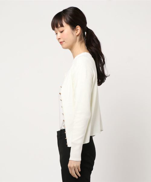 12Twelve Agenda(トゥエルブ アジェンダ)の「キーネックリブニットカーディガン(毛混12G)(カーディガン/ボレロ・レディース・ピンク/オフホワイト/ブラウン/ブラック/グレイッシュベージュ・M)」の6枚目の写真
