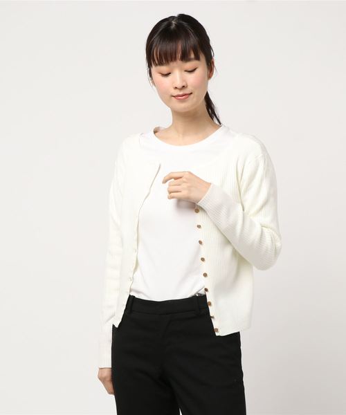 12Twelve Agenda(トゥエルブ アジェンダ)の「キーネックリブニットカーディガン(毛混12G)(カーディガン/ボレロ・レディース・ピンク/オフホワイト/ブラウン/ブラック/グレイッシュベージュ・M)」の8枚目の写真
