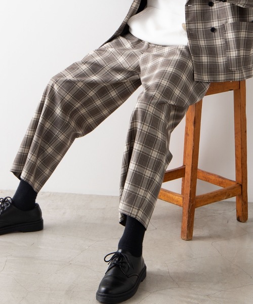 WEGO（ウィゴー）の「WEGO/【セットアップ対応商品】チェックワイドスラックス（スラックス・メンズ・ベージュ/グレー・MEDIUM/LARGE）」の2枚目の写真