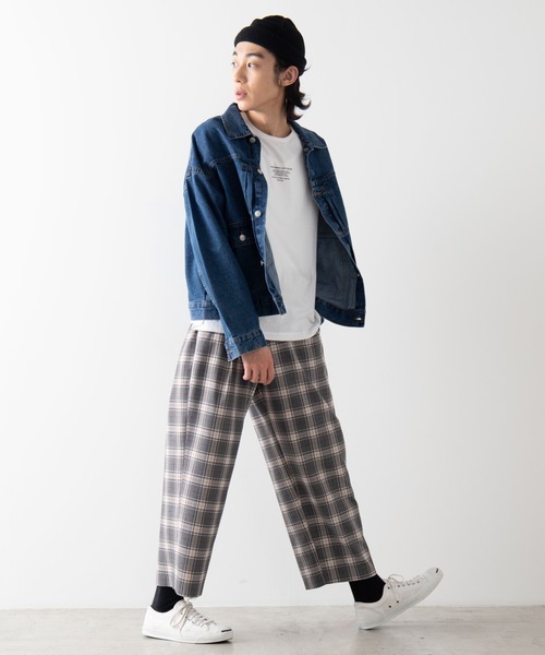 WEGO（ウィゴー）の「WEGO/【セットアップ対応商品】チェックワイドスラックス（スラックス・メンズ・ベージュ/グレー・MEDIUM/LARGE）」の16枚目の写真