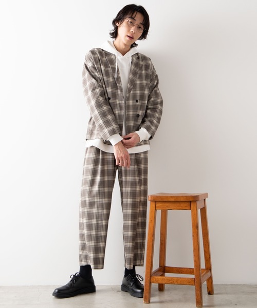 WEGO（ウィゴー）の「WEGO/【セットアップ対応商品】チェックワイドスラックス（スラックス・メンズ・ベージュ/グレー・MEDIUM/LARGE）」の14枚目の写真