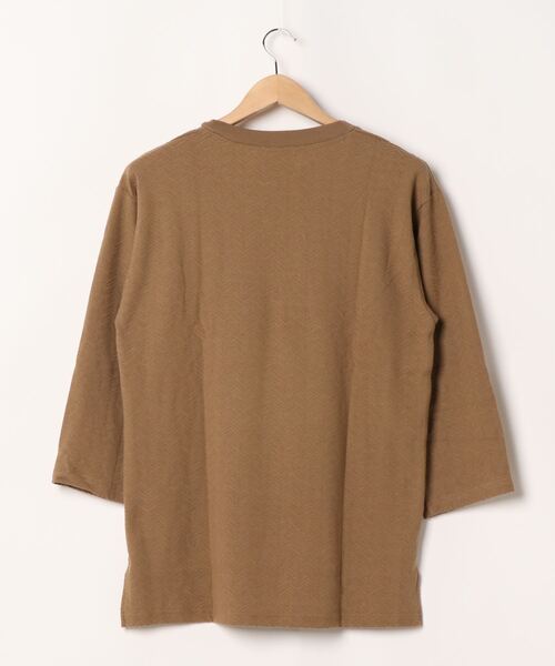 TRAP/U (トラップユー)の「《TRAP/U》ヘリンボーンジャガード ビッグカットソー(Tシャツ/カットソー・メンズ・モカ/ホワイト/ライトピンク/ベージュ・MEDIUM/LARGE)」の5枚目の写真