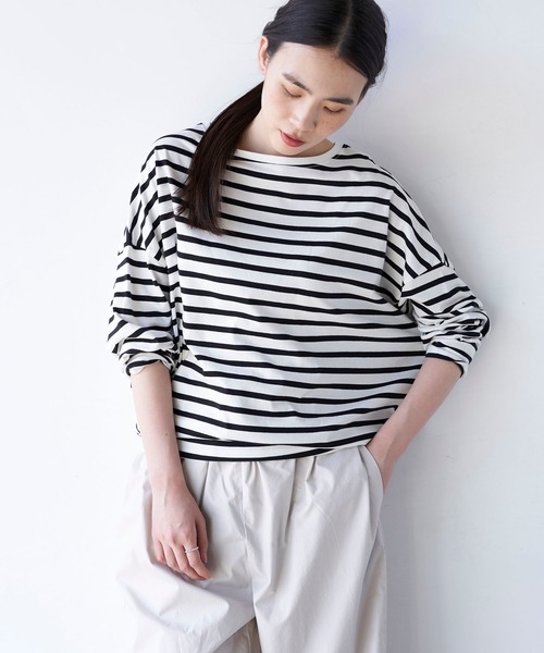AMERICAN HOLIC(アメリカンホリック)の「コクーンカットプルオーバー(Tシャツ/カットソー・レディース・ブラック/オフホワイト/ピンク/ブルー/その他7/ネイビー・M/L)」の6枚目の写真