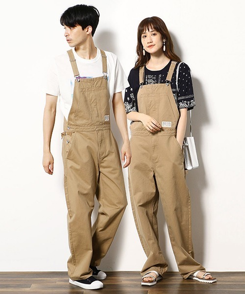 Purple&Yellow（パープルアンドイエロー）の「【大人気商品！】コットン オーバーオール つなぎ（サロペット/オーバーオール・メンズ・ブラック/ベージュ/キナリ・SMALL/MEDIUM/LARGE）」の3枚目の写真