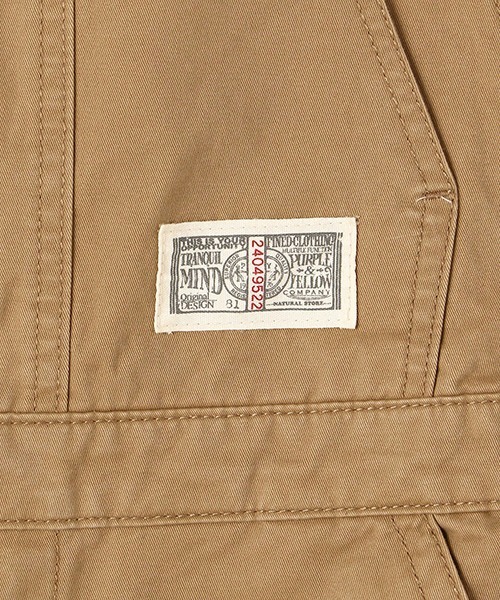 Purple&Yellow（パープルアンドイエロー）の「【大人気商品！】コットン オーバーオール つなぎ（サロペット/オーバーオール・メンズ・ブラック/ベージュ/キナリ・SMALL/MEDIUM/LARGE）」の5枚目の写真