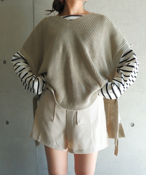 FUN.TRINITY(ファン トリニティー)の「サイドリボンベスト(ベスト・レディース・アイボリー/モカ/ベージュ/ミント・M)」の1枚目の写真