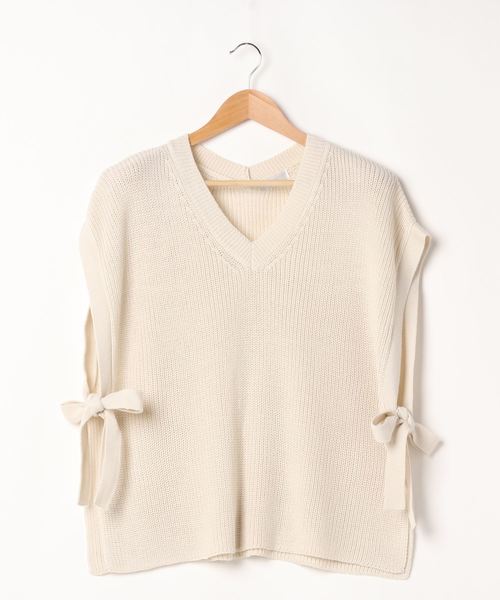 FUN.TRINITY(ファン トリニティー)の「サイドリボンベスト(ベスト・レディース・アイボリー/モカ/ベージュ/ミント・M)」の5枚目の写真