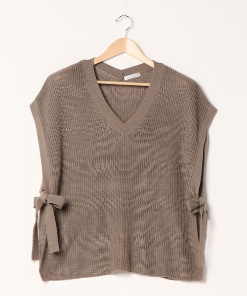 FUN.TRINITY(ファン トリニティー)の「サイドリボンベスト(ベスト・レディース・アイボリー/モカ/ベージュ/ミント・M)」の6枚目の写真