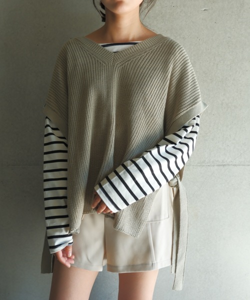 FUN.TRINITY(ファン トリニティー)の「サイドリボンベスト(ベスト・レディース・アイボリー/モカ/ベージュ/ミント・M)」の12枚目の写真