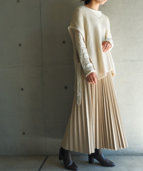 FUN.TRINITY(ファン トリニティー)の「サイドリボンベスト(ベスト・レディース・アイボリー/モカ/ベージュ/ミント・M)」の10枚目の写真