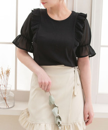 Newlyme | シフォン袖テレコトップス(Tシャツ/カットソー)