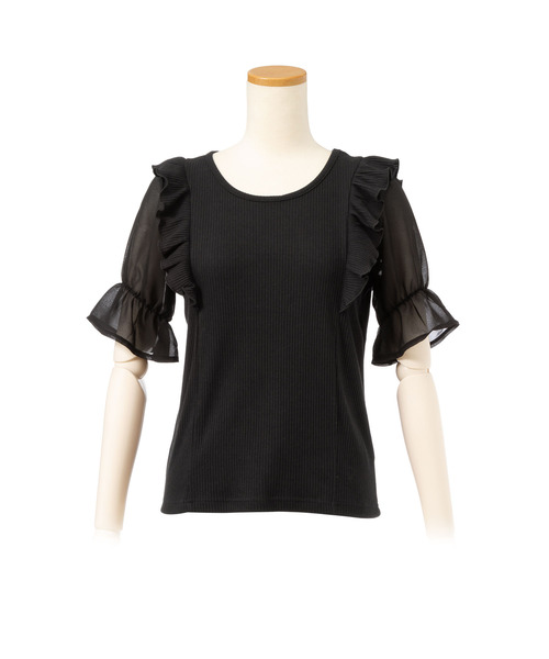 Newlyme（ニューリーミー）の「シフォン袖テレコトップス（Tシャツ/カットソー・レディース・アイボリー/ブラック/ブルー系その他/ライトピンク・MEDIUM/LARGE）」の10枚目の写真