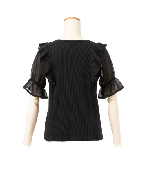 Newlyme（ニューリーミー）の「シフォン袖テレコトップス（Tシャツ/カットソー・レディース・アイボリー/ブラック/ブルー系その他/ライトピンク・MEDIUM/LARGE）」の11枚目の写真