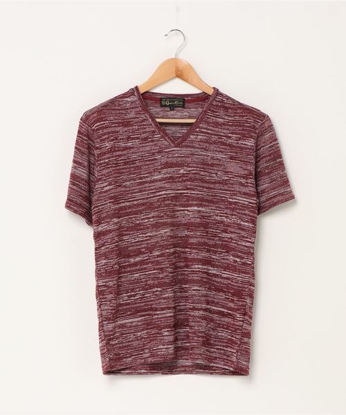 ADPOSION（アドポーション）の「VネックジャガードTEE（Tシャツ/カットソー・メンズ・ホワイト/ブラック/ワインレッド・MEDIUM/LARGE）」の3枚目の写真