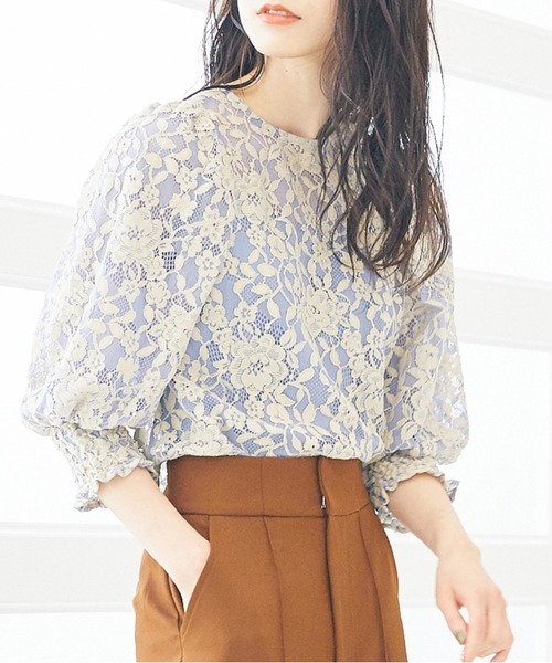 archives（アルシーヴ）の「シアーレースブラウス（シャツ/ブラウス・レディース・ブルー/ブラック/ベージュ・MEDIUM）」の3枚目の写真