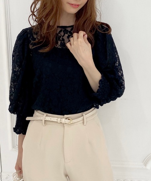 archives（アルシーヴ）の「シアーレースブラウス（シャツ/ブラウス・レディース・ブルー/ブラック/ベージュ・MEDIUM）」の2枚目の写真