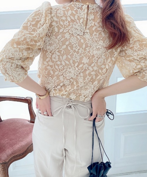 archives（アルシーヴ）の「シアーレースブラウス（シャツ/ブラウス・レディース・ブルー/ブラック/ベージュ・MEDIUM）」の14枚目の写真