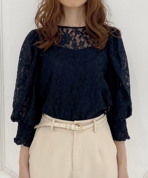 archives（アルシーヴ）の「シアーレースブラウス（シャツ/ブラウス・レディース・ブルー/ブラック/ベージュ・MEDIUM）」の8枚目の写真