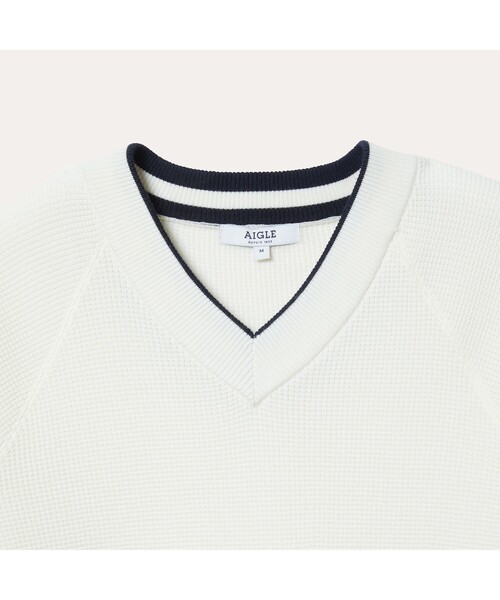 AIGLE(エーグル)の「COLOMBES WAFFLE PULLOVER(ニット/セーター・レディース・ホワイト/ネイビー・M/L/S)」の13枚目の写真
