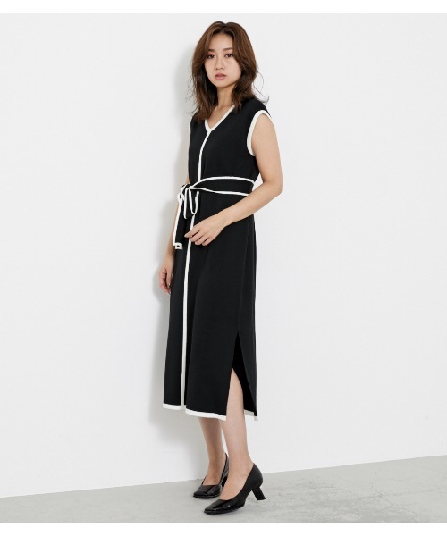 ワンピーストリミングラインニットワンピース ワンピース Rienda リエンダ のファッション