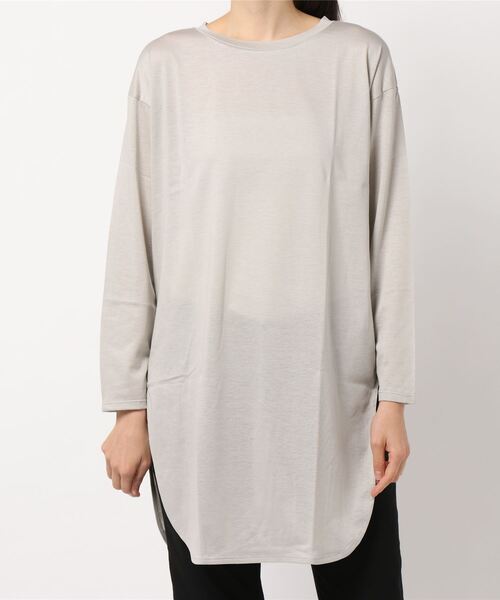 DouDou(ドゥドゥ)の「ラウンドヘムチュニックT(Tシャツ/カットソー・レディース・モカ/チャコールグレー/オフホワイト/グレイッシュベージュ/ライトベージュ/グレー系その他・FREE)」の5枚目の写真