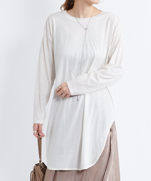 DouDou(ドゥドゥ)の「ラウンドヘムチュニックT(Tシャツ/カットソー・レディース・モカ/チャコールグレー/オフホワイト/グレイッシュベージュ/ライトベージュ/グレー系その他・FREE)」の13枚目の写真