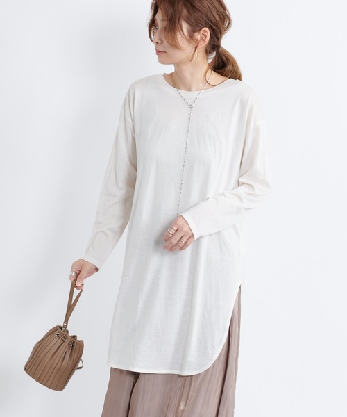 DouDou(ドゥドゥ)の「ラウンドヘムチュニックT(Tシャツ/カットソー・レディース・モカ/チャコールグレー/オフホワイト/グレイッシュベージュ/ライトベージュ/グレー系その他・FREE)」の20枚目の写真