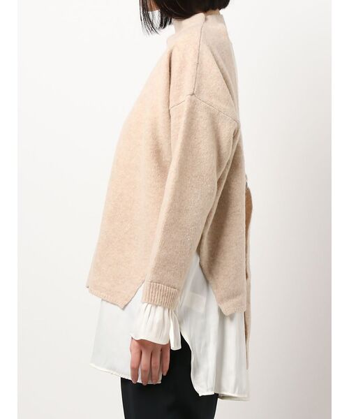 MERCURYDUO（マーキュリーデュオ）の「【To/】圧縮ウール異素材ドッキングニット（ニット/セーター・レディース・ベージュ/ミント・FREE）」の3枚目の写真