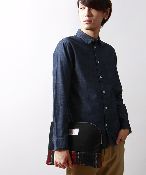 HARRIS TWEED(ハリスツイード)の「WEGO/HarrisTweed クラッチバッグ(クラッチバッグ・メンズ・ブラック/グレー・FREE)」の3枚目の写真