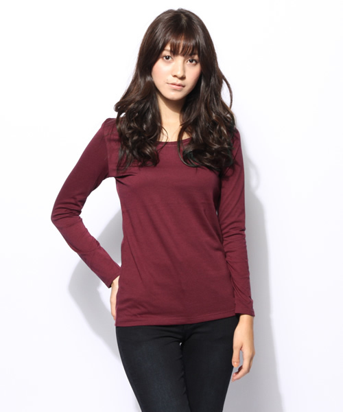 AZUL by moussy(アズールバイマウジー)の「T/C天竺ヨーク切替R/N長袖PO(Tシャツ/カットソー・レディース・ホワイト系その他/ブルー系その他/オフホワイト/ブラック/ネイビー/ボルドー/ダークグリーン・SMALL/LARGE/MEDIUM)」の2枚目の写真