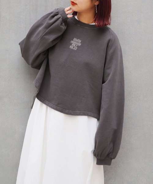 179/WG(イチナナキュウダブルジー)の「ピグメントビッグスウェットプルオーバー(Tシャツ/カットソー・レディース・チャコールグレー/ライトグリーン/ライトグレー・FREE)」の2枚目の写真