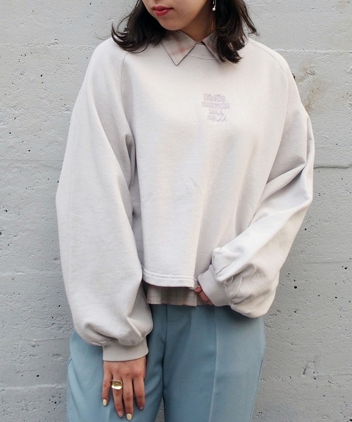 179/WG(イチナナキュウダブルジー)の「ピグメントビッグスウェットプルオーバー(Tシャツ/カットソー・レディース・チャコールグレー/ライトグリーン/ライトグレー・FREE)」の8枚目の写真