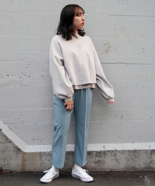 179/WG(イチナナキュウダブルジー)の「ピグメントビッグスウェットプルオーバー(Tシャツ/カットソー・レディース・チャコールグレー/ライトグリーン/ライトグレー・FREE)」の13枚目の写真