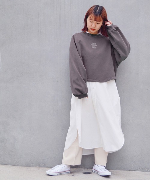 179/WG(イチナナキュウダブルジー)の「ピグメントビッグスウェットプルオーバー(Tシャツ/カットソー・レディース・チャコールグレー/ライトグリーン/ライトグレー・FREE)」の19枚目の写真