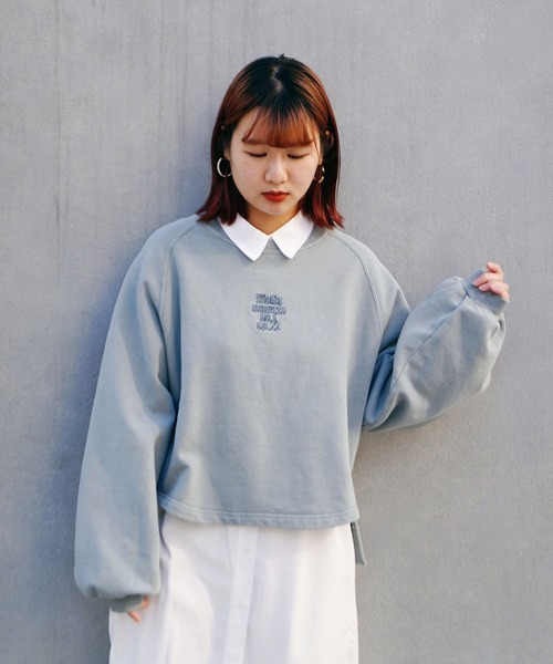 179/WG(イチナナキュウダブルジー)の「ピグメントビッグスウェットプルオーバー(Tシャツ/カットソー・レディース・チャコールグレー/ライトグリーン/ライトグレー・FREE)」の6枚目の写真