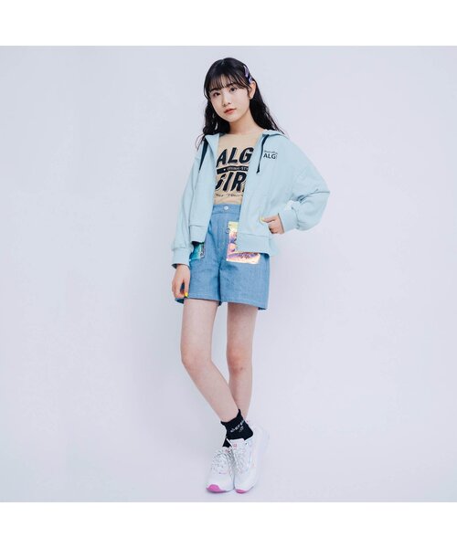 algy（アルジー）の「/袖ジップT（Tシャツ/カットソー・キッズ・オフホワイト/グリーン/ベージュ・X-SMALL/MEDIUM/XX-SMALL/SMALL/XXX-SMALL）」の4枚目の写真