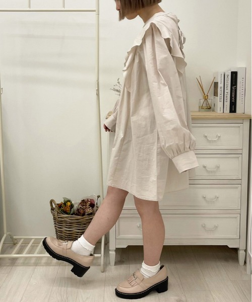 apres jour（アプレジュール）の「フリルデザインワンピース【ZOZOTOWN限定アイテム】（ワンピース・レディース・ライトベージュ/オフホワイト/ピンク・フリー/X-LARGE）」の9枚目の写真