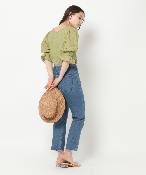 mysty woman（ミスティウーマン）の「ボリュームスリーブ刺繍ブラウス 944722（シャツ/ブラウス・レディース・オフホワイト/ライム/オレンジ系その他3・FREE）」の7枚目の写真