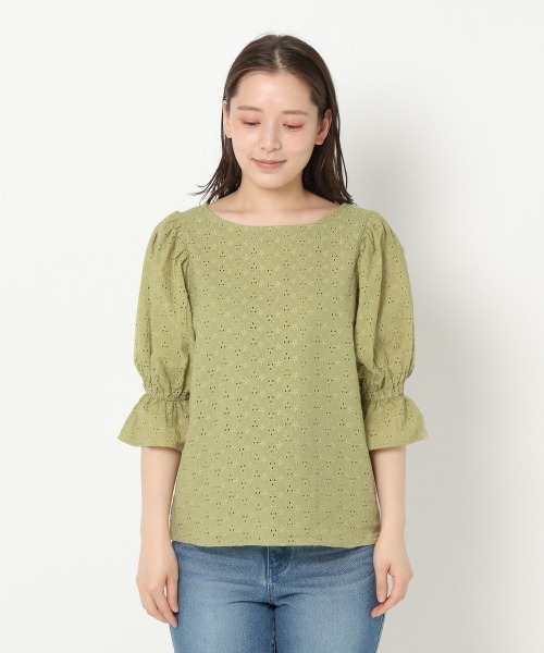 mysty woman（ミスティウーマン）の「ボリュームスリーブ刺繍ブラウス 944722（シャツ/ブラウス・レディース・オフホワイト/ライム/オレンジ系その他3・FREE）」の9枚目の写真