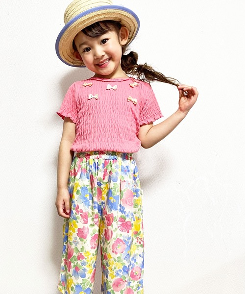 KP（ケーピー）の「タイプライター花プリント6分丈ワイドパンツ(100-130cm)（その他パンツ・キッズ・ベージュ/ブルー・110cm/120cm/130cm）」の9枚目の写真