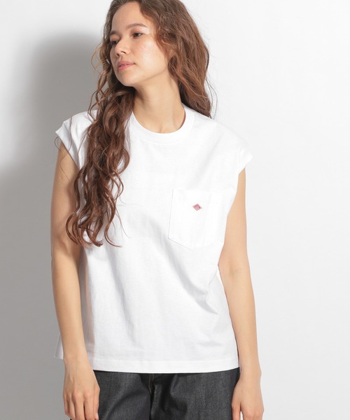 DANTON（ダントン）の「【DANTON(ダントン)】ノースリロゴプルオーバー（Tシャツ/カットソー・レディース・ホワイト/ブラック/パープル/サックスブルー・MEDIUM）」の2枚目の写真