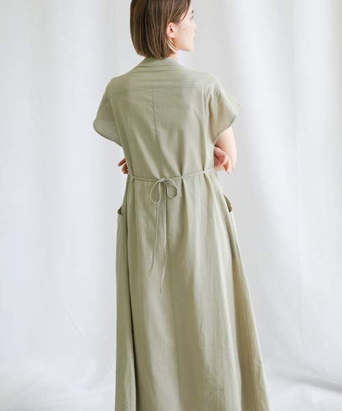 select MOCA（セレクトモカ）の「2021 SS フレンチスリーブウエストマークワンピース（ワンピース・レディース・ラベンダー/ライトカーキ/サックスブルー・FREE）」の12枚目の写真