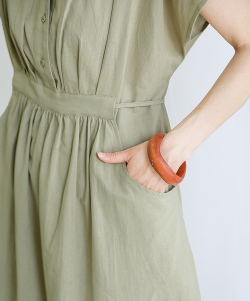 select MOCA（セレクトモカ）の「2021 SS フレンチスリーブウエストマークワンピース（ワンピース・レディース・ラベンダー/ライトカーキ/サックスブルー・FREE）」の10枚目の写真