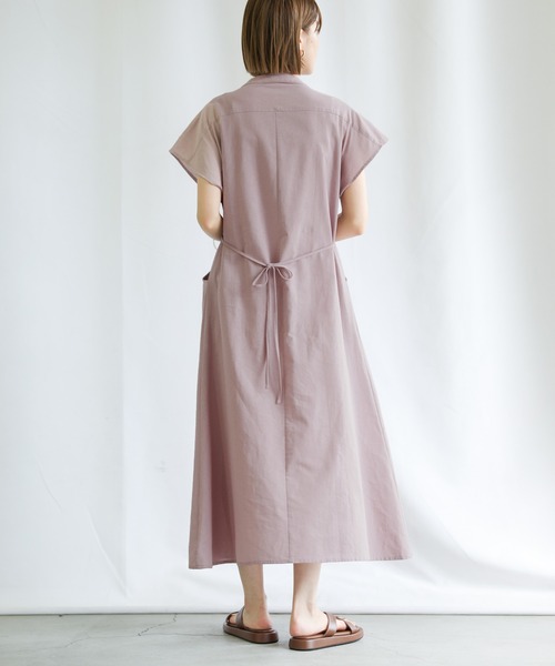 select MOCA（セレクトモカ）の「2021 SS フレンチスリーブウエストマークワンピース（ワンピース・レディース・ラベンダー/ライトカーキ/サックスブルー・FREE）」の14枚目の写真